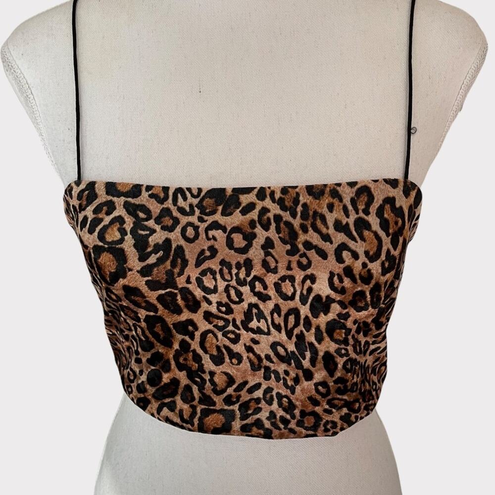 Jagger & Stone Velvet Leopard Cropped Zip Back Camisole S